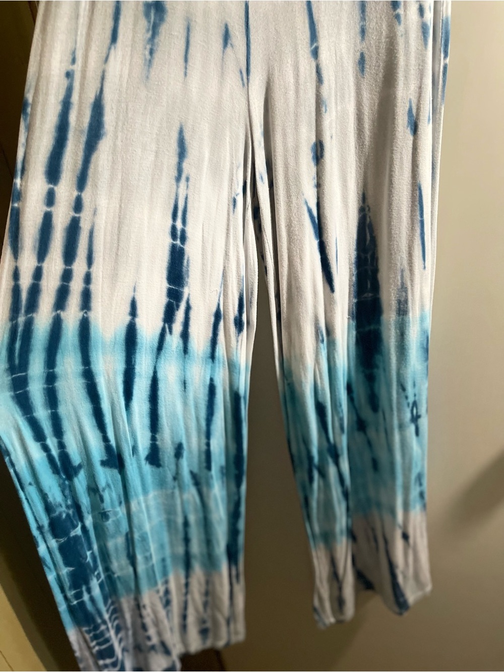Chatoyant Blue Tie Dye Wide Leg Palazzo Pants Boho Lounge Resort Style - Picture 4 of 5